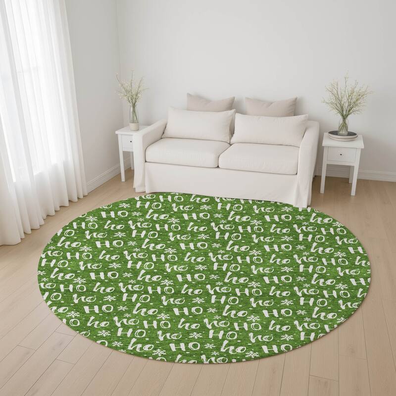 Premium Washable Super Soft Christmas Ho Ho Mayfield Rug - Green - 8' x 8'