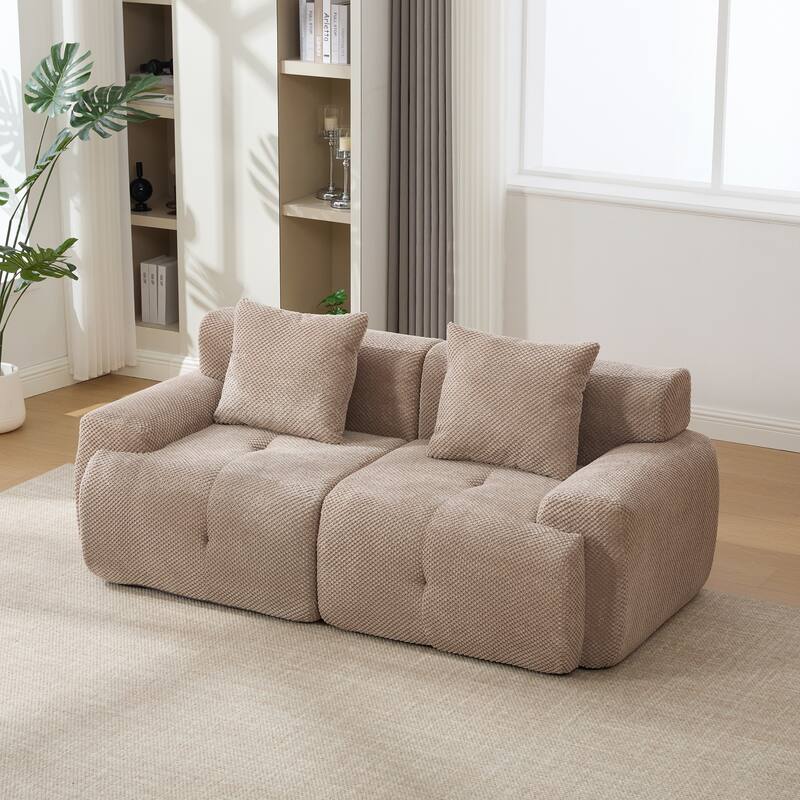 Roomfitters Modular Sectional Loveseat Sofa, 2 Seater Cloud Tufted Convertible Couch with Pillows for Living Room