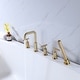 preview thumbnail 5 of 9, Luxury 2-Way 3-Handle Deck Mounted Bathroom Tub Faucet With Handheld Showerhead in Golden Brushed