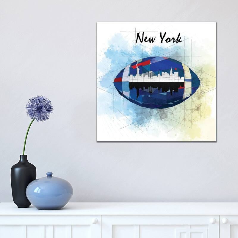 iCanvas "Football New York Giants" by Katia Skye Canvas Print - 18x18x1.5