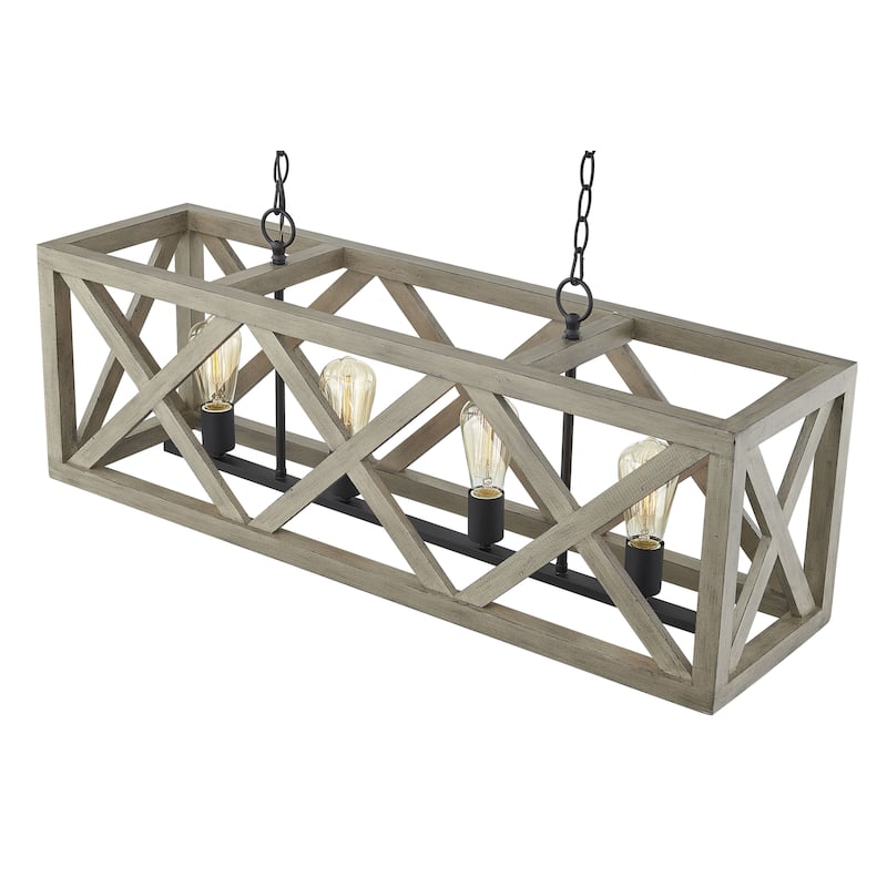 4 - Light Anchor Grey Oak And Matte Black Pendant - 36"x9.85"x14"