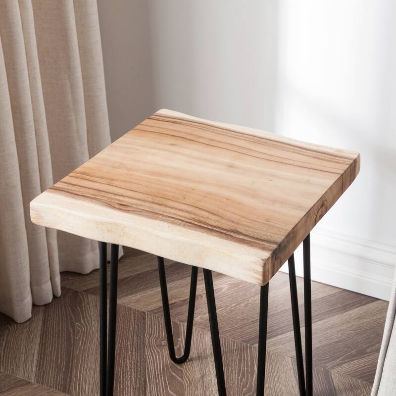 Greenage Suar Wood End Table Solid Wood with Hairpin Table Legs