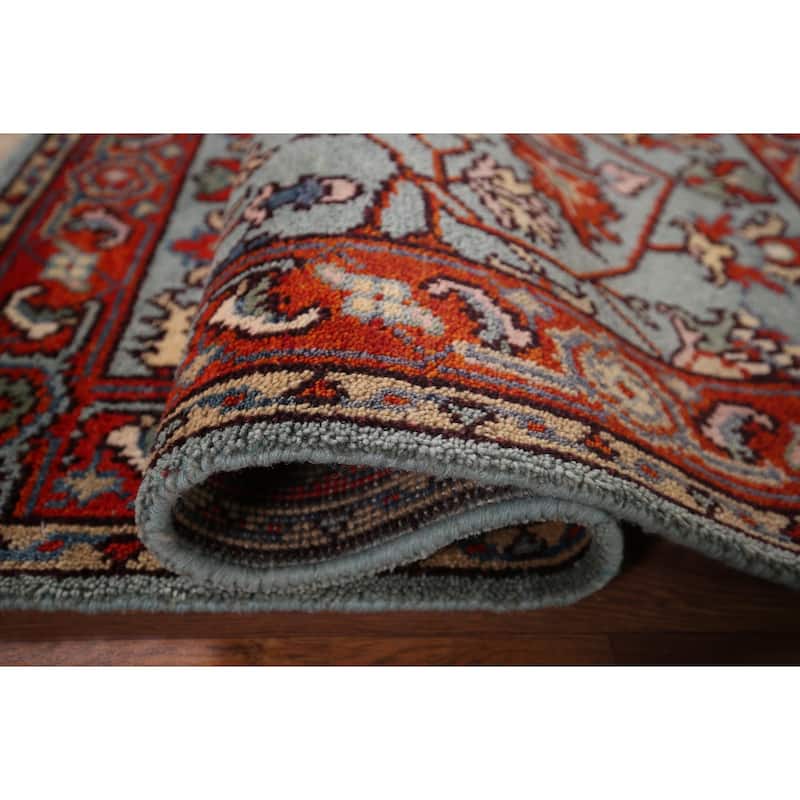 Blue Oushak Indian Accent Rug Hand-Knotted Transitional Wool Carpet - 3'0"x 4'10"