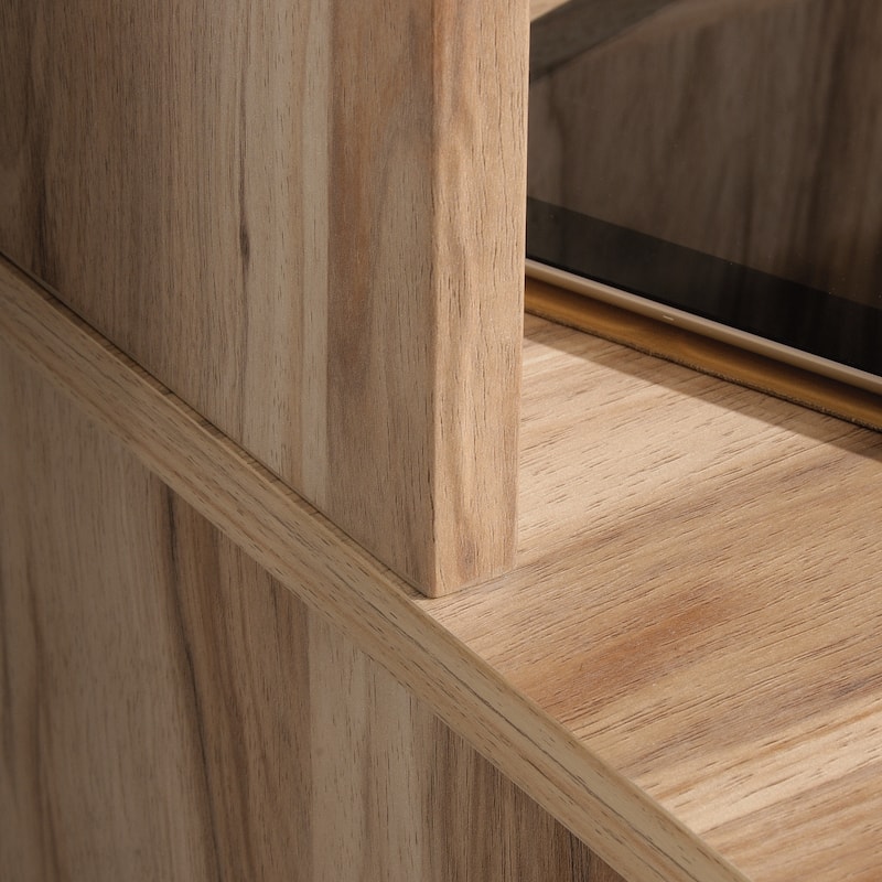 Wood Library Hutch with Storage Shelves, Brown - 30.35" W x 11.58" D x 36.02" H