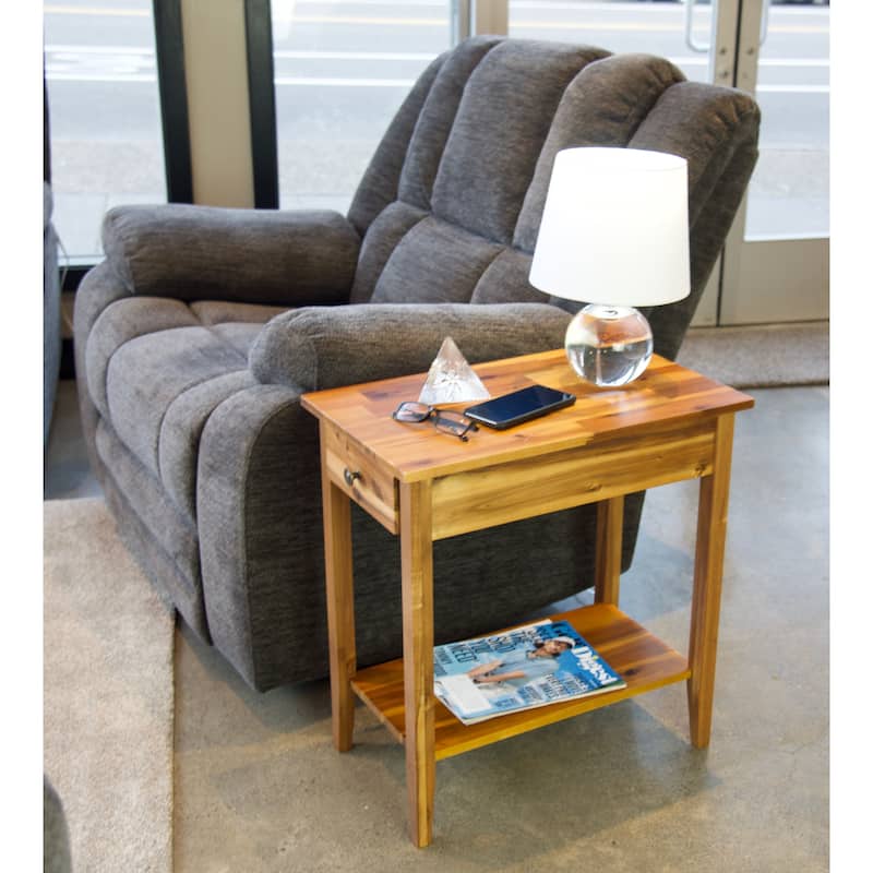 Porch & Den Holly Hill Solid Acacia Recliner End Table