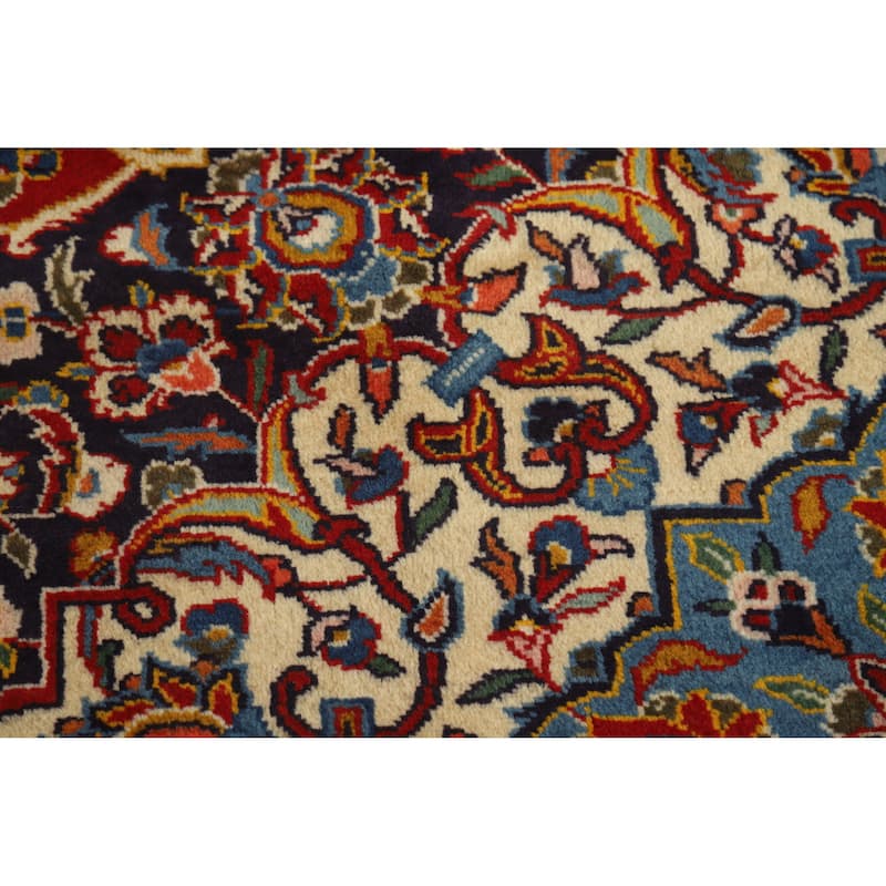 Hand Knotted Oriental 100% Wool Carpet Traditional Floral Red Kashan Area Rug - 13' 5'' X 9' 11''