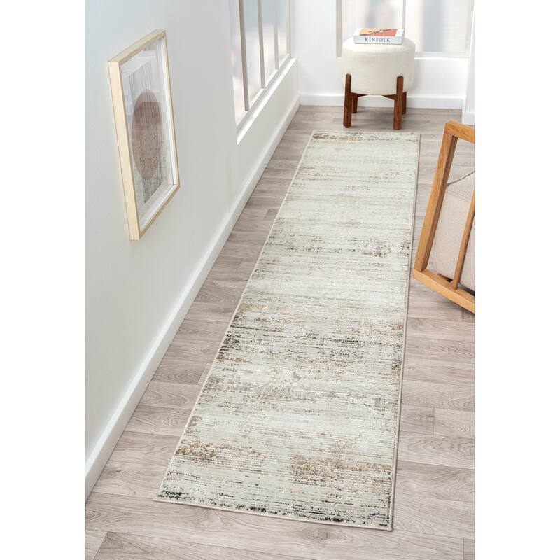 Sevita Gray Multi Transitional High-Low Textured Indoor Area Rug - 2' x 8'