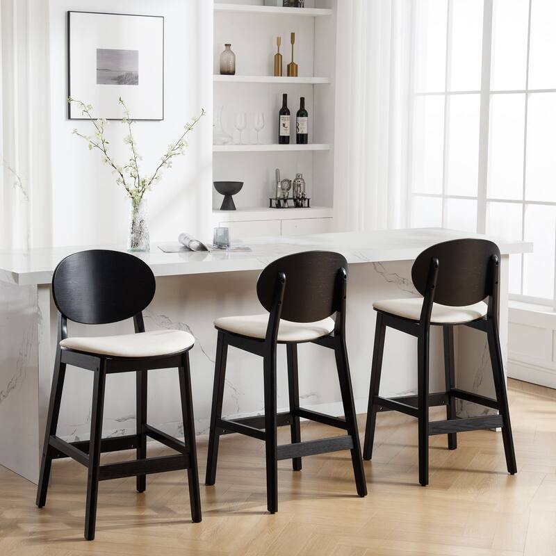 26-Inch Upholstered Wood Counter Stool/ Barstools - 37.4"H x 17.3"W x 18.7"D