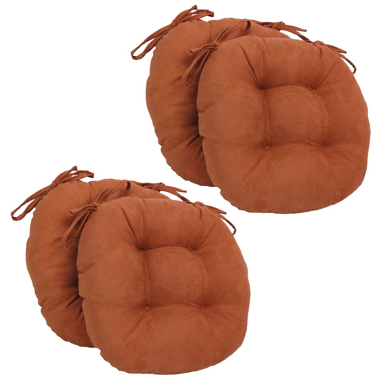 16-inch Round Indoor Microsuede Chair Cushions (Set of 2, 4, or 6) - Set of 4 - Spice