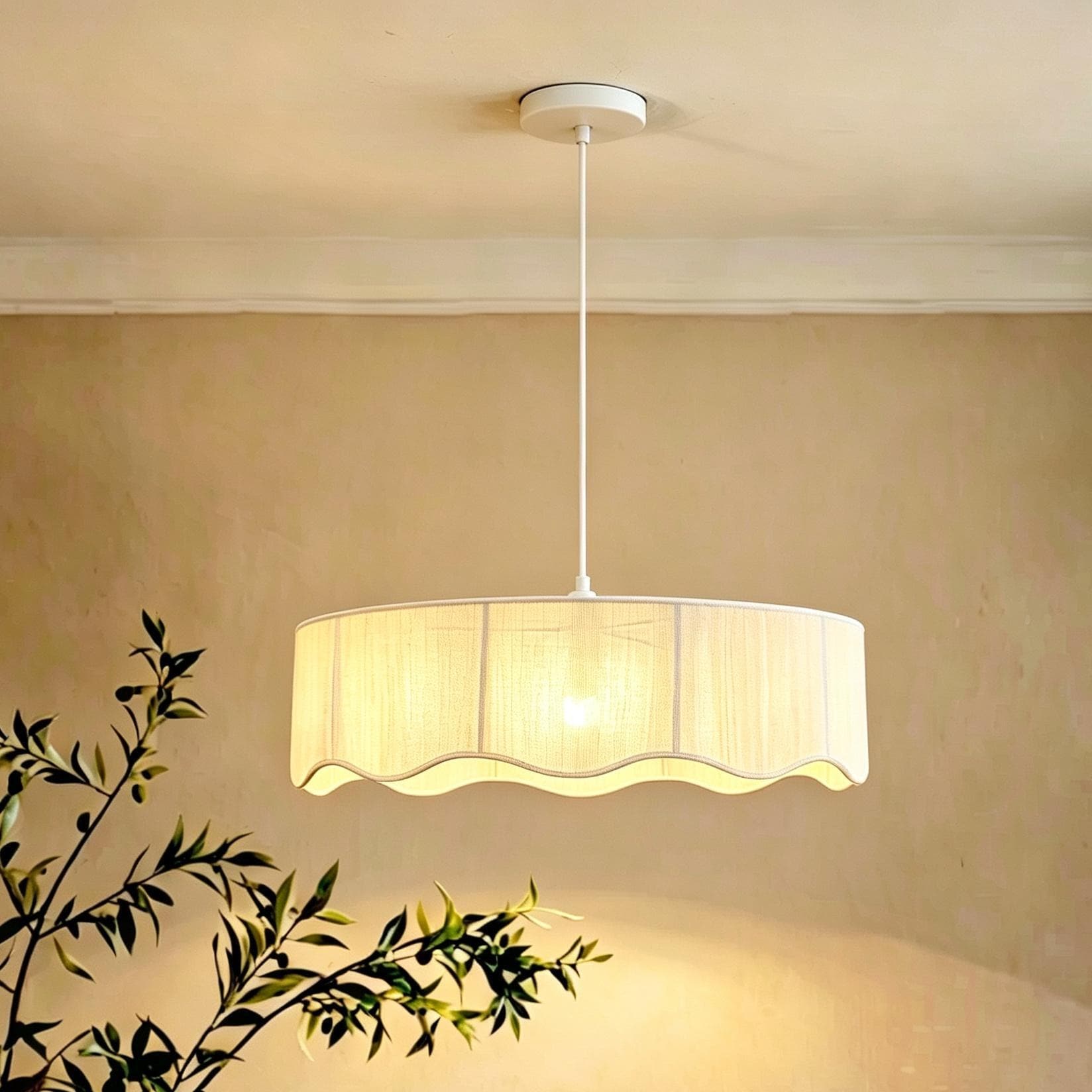 Rennnsan 1-Light Modern Fabric Pendant Light for Dining Room / Kitchen Island / Bedroom - 23.6" W x 8.7" H