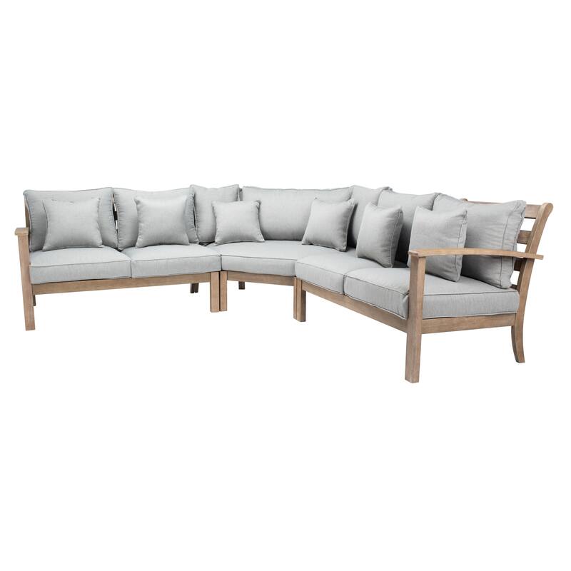 SAFAVIEH Couture Rosabecca Eucalyptus Patio Sectional Sofa - 107"W x 107"D x 35"H