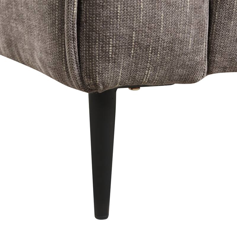 38.5" Gray Chenille Chair with Metal Legs and Throw Pillow
