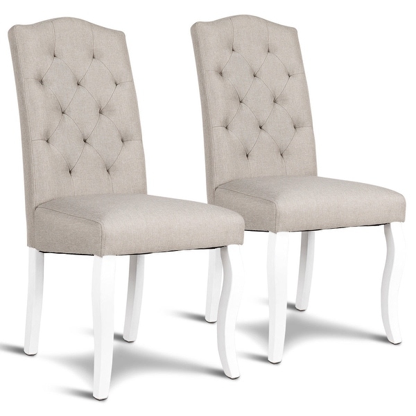 Shop Gymax Set of 2 Fabric Upholstered Dining Chair Tufted ... (600 x 600 Pixel)