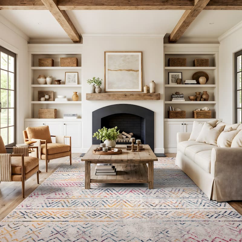 The Curated Nomad Midtown Geometric Distressed Bohemian Rug - 7'10" x 10' - Multi