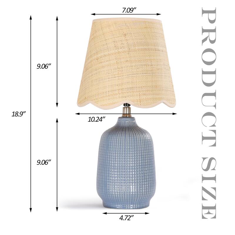 18.9" Ceramic LED Table Lamp, Living Room Lamps For End Tables
