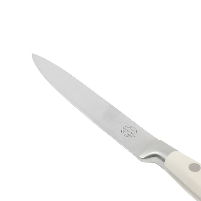Sur La Table Kitchen Essential Tasting Kitchen German Steel Forged Full Tang Prfessional Knife with White Handle
