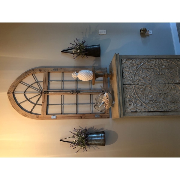 Shop Patton Wall Decor Distressed Gray Arched Cathedral Window Frame Wall Decor Overstock 24080265