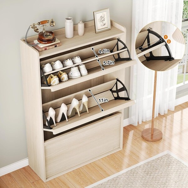Shoe Cabinet with 3 Flip Drawers, Modern Shoe Rack Storage