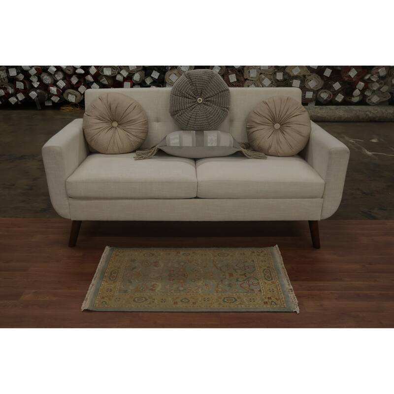 Hand Knotted Oriental 100% Wool Carpet Traditional Floral Navy Blue & Blues Ziegler Area Rug - 3' 1'' X 1' 11''