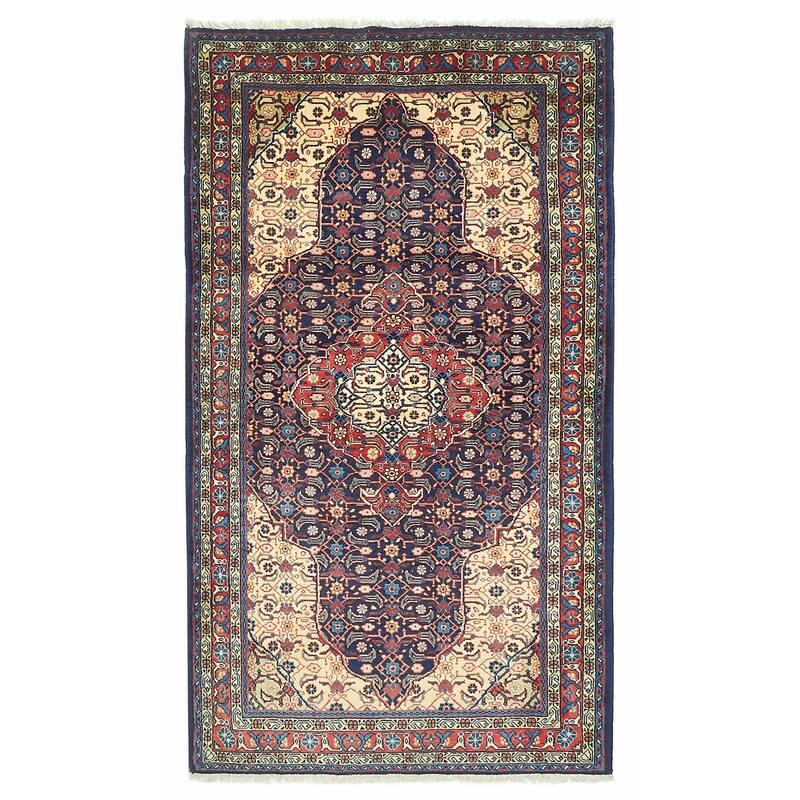 ECARPETGALLERY Hand-knotted Kayseri Vintage Dark Navy Wool Rug - 3'3 x 5'7