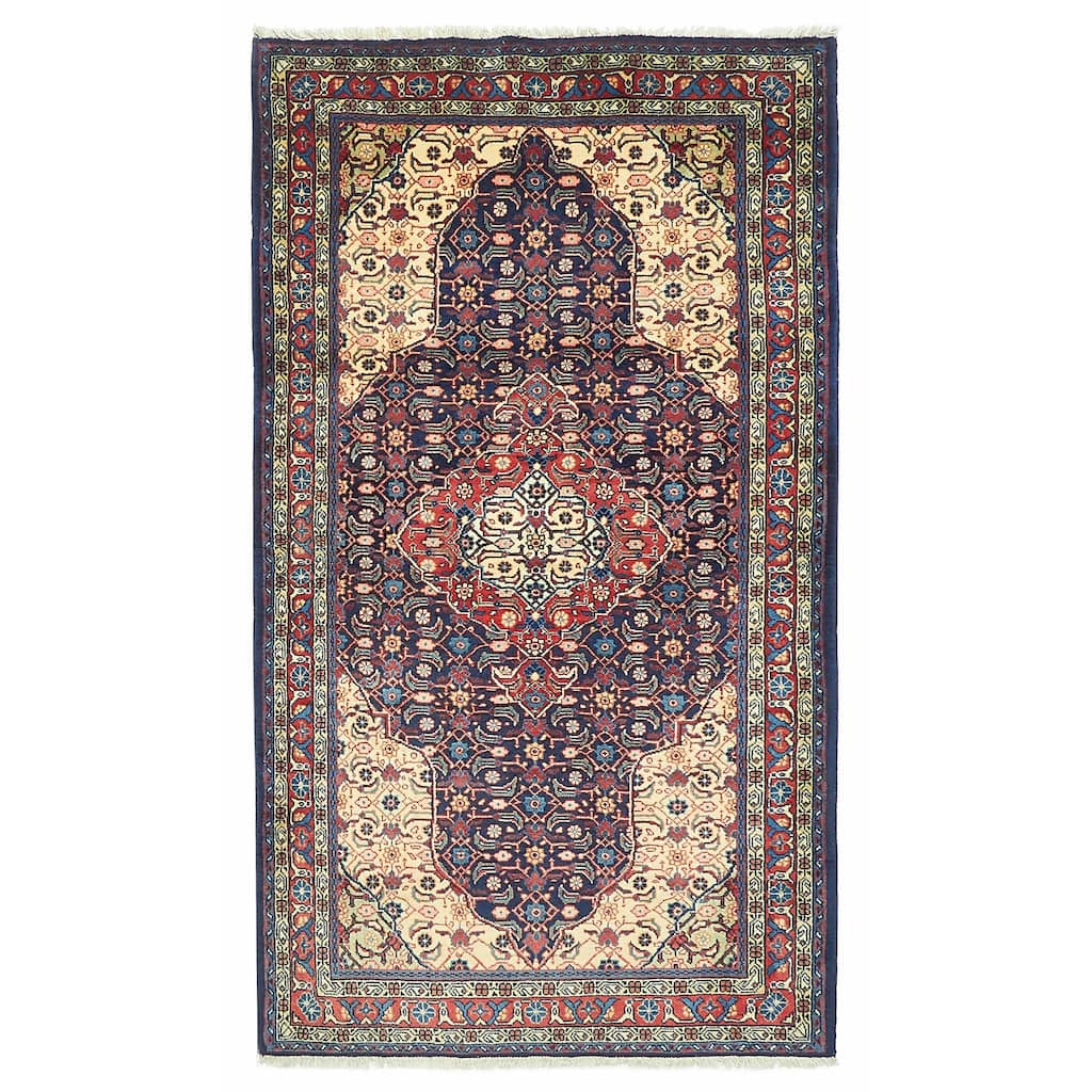 ECARPETGALLERY Hand-knotted Kayseri Vintage Dark Navy Wool Rug - 3'3 x 5'7