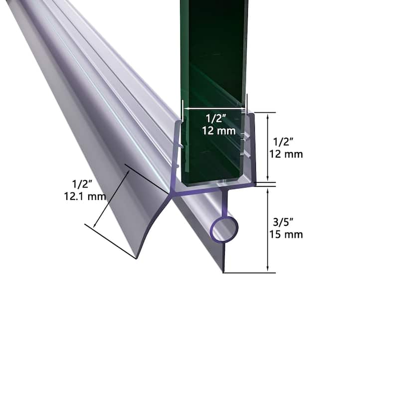 Elegant Frameless Shower Door Bottom Seal for Glass Doors of Various Sizes(Two-Pack)