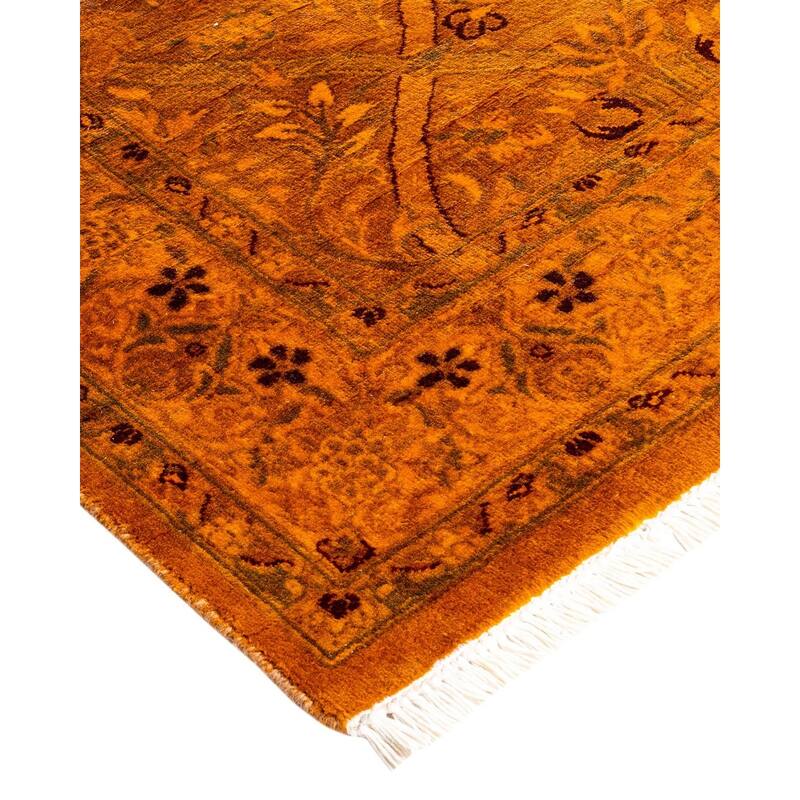 Fine Vibrance, One-of-a-Kind Hand-Knotted Runner Rug - Gold, 2' 6" x 13' 5" - 2' 6" x 13' 5"