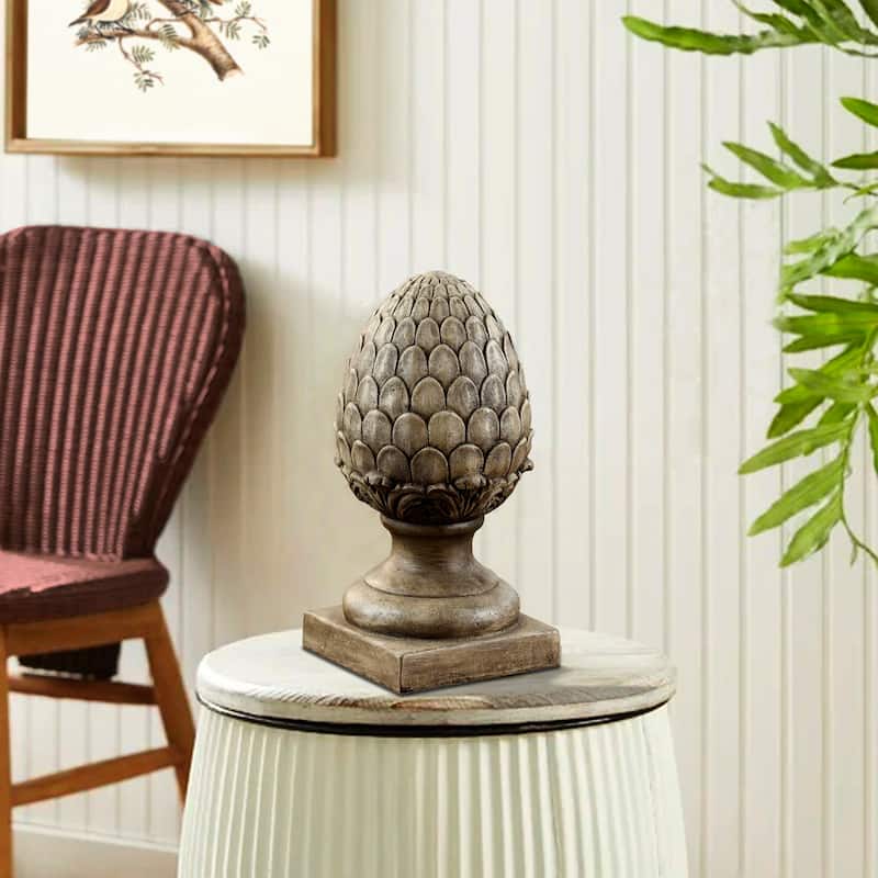 Weathered Brown MgO Artichoke Finial Statue