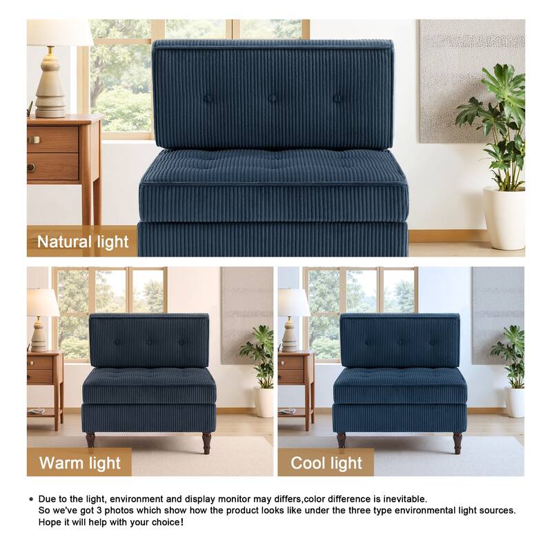 Modern Corduroy Corner Armchair Armless Chair sofa
