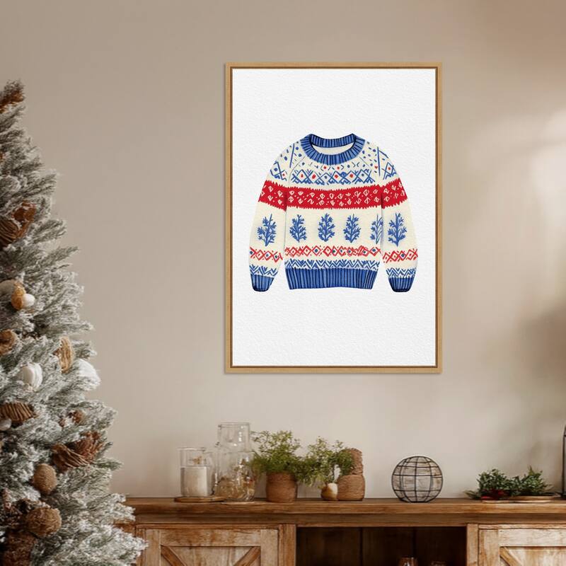 Norwegian wool jumper by Pictufy Studio (23 x 33 in.), Framed Canvas Wall Art Print - Sylvie Natural