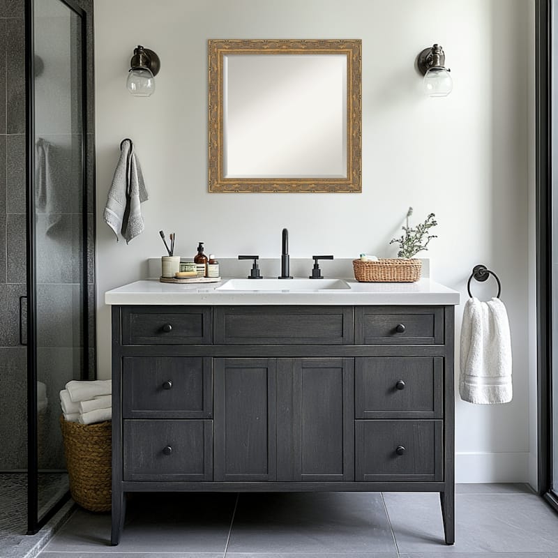 Filigree Beveled Framed Bathroom Vanity Wall Mirror