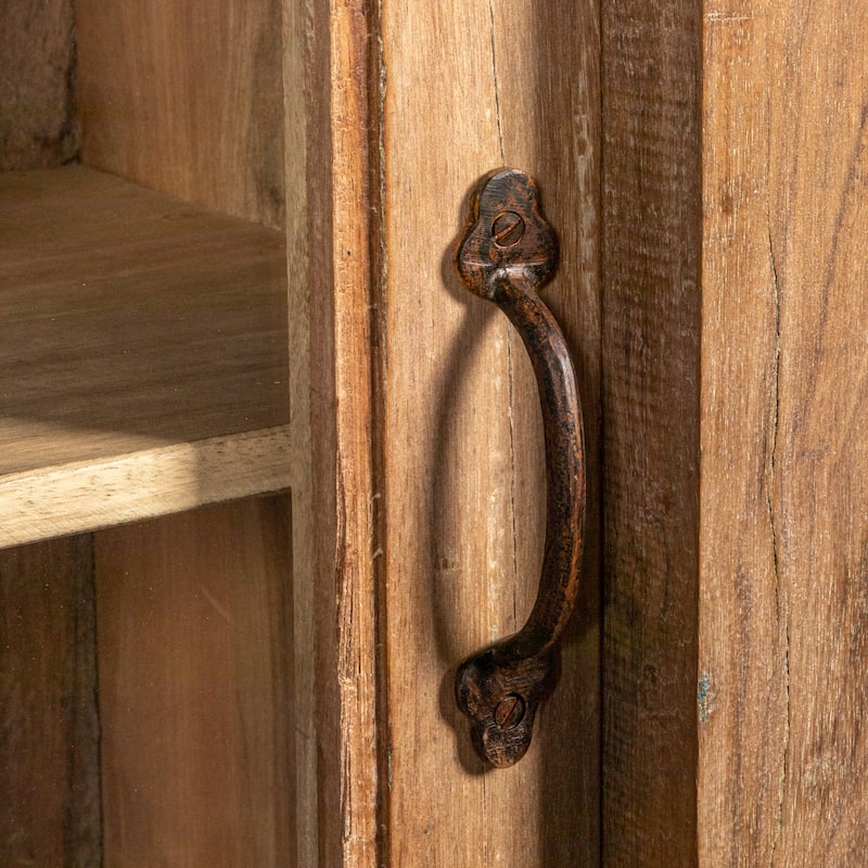 Reclaimed Wood Cabinet with 8 Glass Doors and 11 Shelves