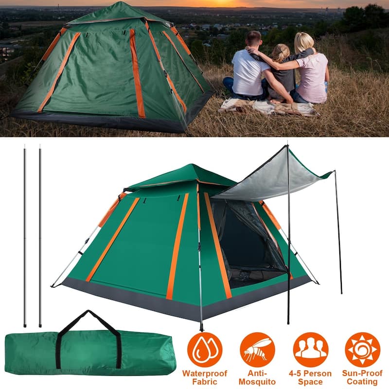 4-5 Person Pop-Up Camping Tent Instant Setup Waterproof Windproof - 84.65x84.65x53.54in