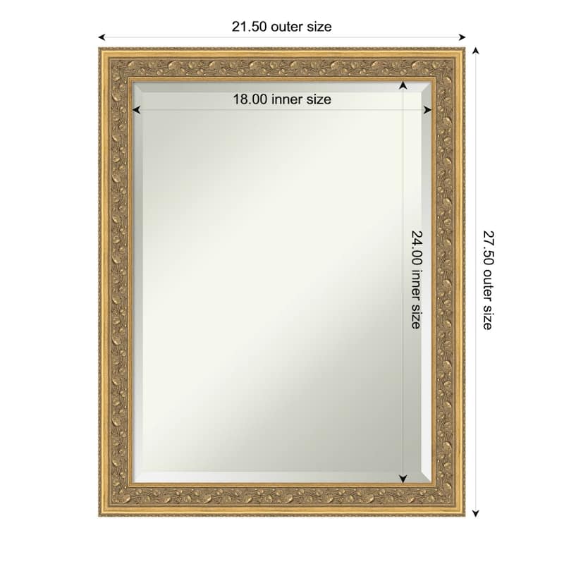 Carter Dark Gold Beveled Wood Framed Bathroom Vanity Wall Mirror - Carter Dark Gold - 22 x 28 in
