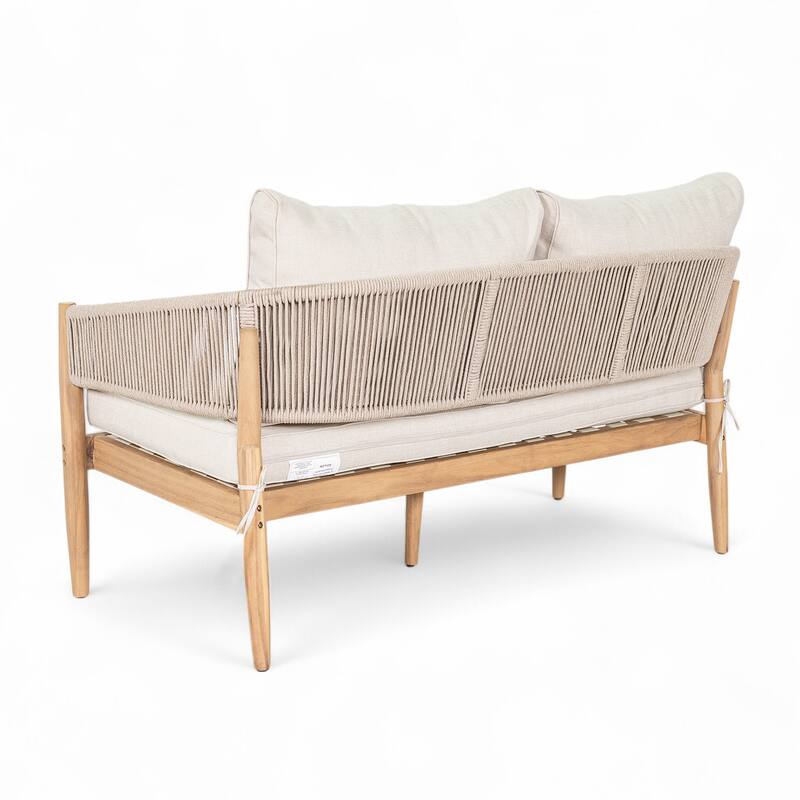 Roomfitters Verona Outdoor Acacia Wood Loveseat with Rope Detail
