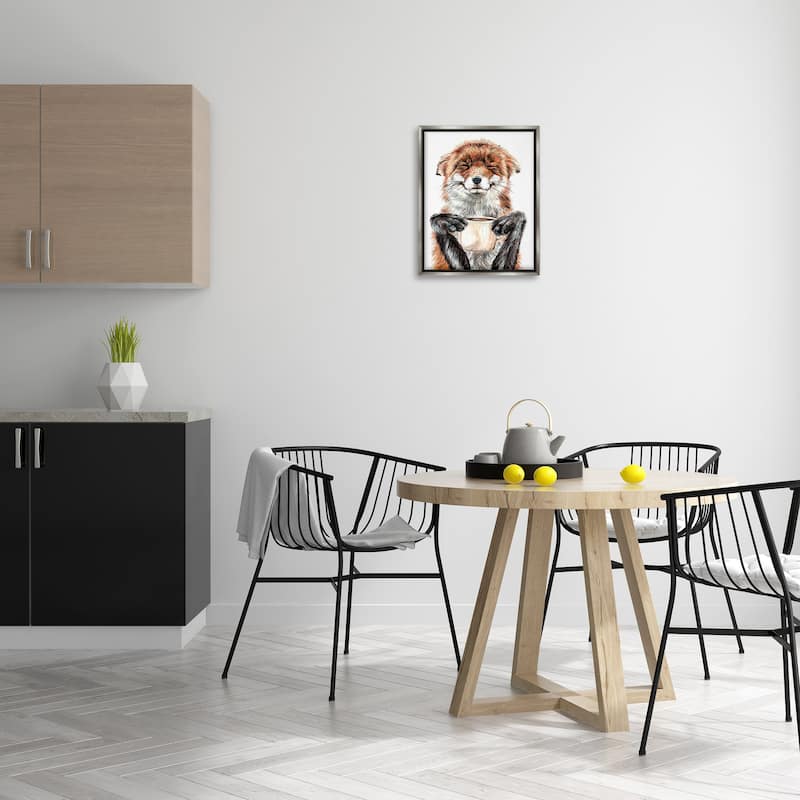 Stupell Happy with Coffee Framed Floater Canvas Wall Art Design by Holly Simental