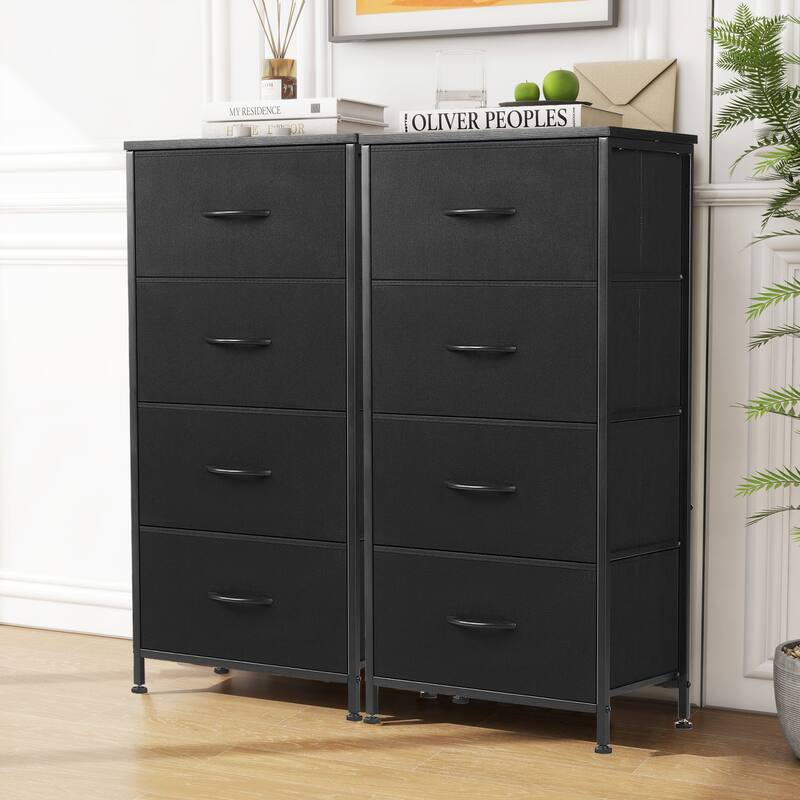 4 Drawers Dresser Storage Organizer Unit w/Removable Fabric Bins, Steel Frame Wood Top