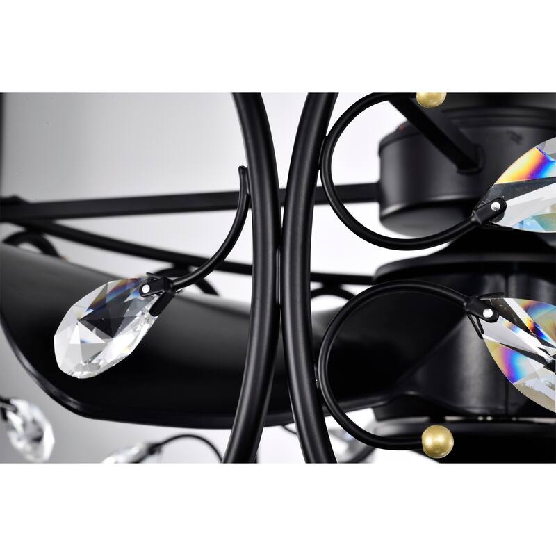 Raja 24 Inch Crystal Glam Style Fandelier with Remote
