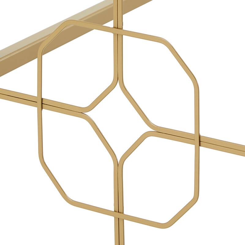Elle Octagon Pattern Gold Metal and Glass Desk by iNSPIRE Q Bold