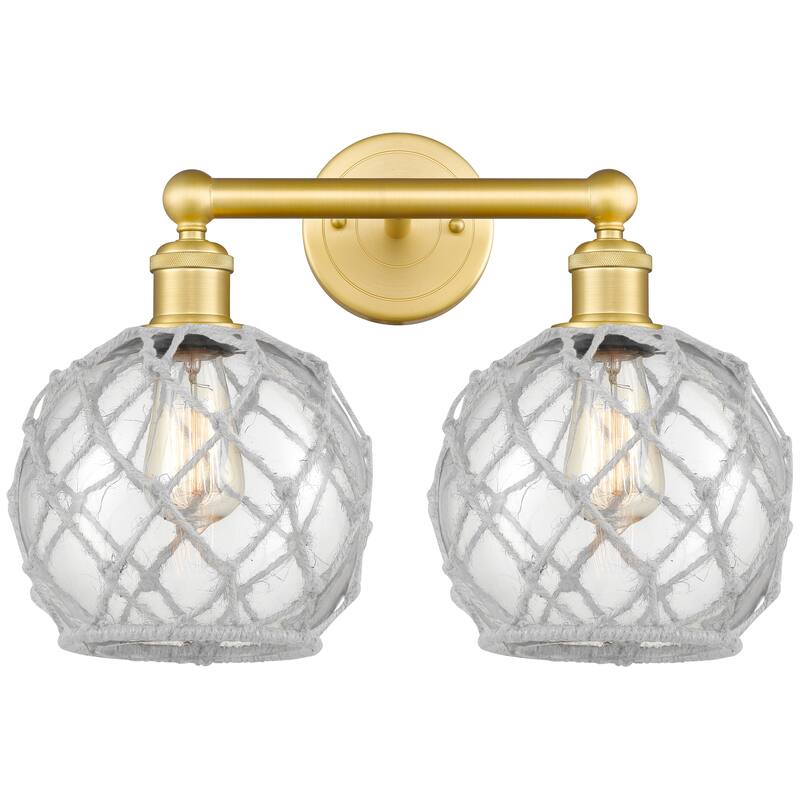 Innovations Lighting Endless Possibilities Edison - Farmhouse Rope - 2 Light 17" Bath Vanity Light - Clear Glass with White Rope/Satin Gold