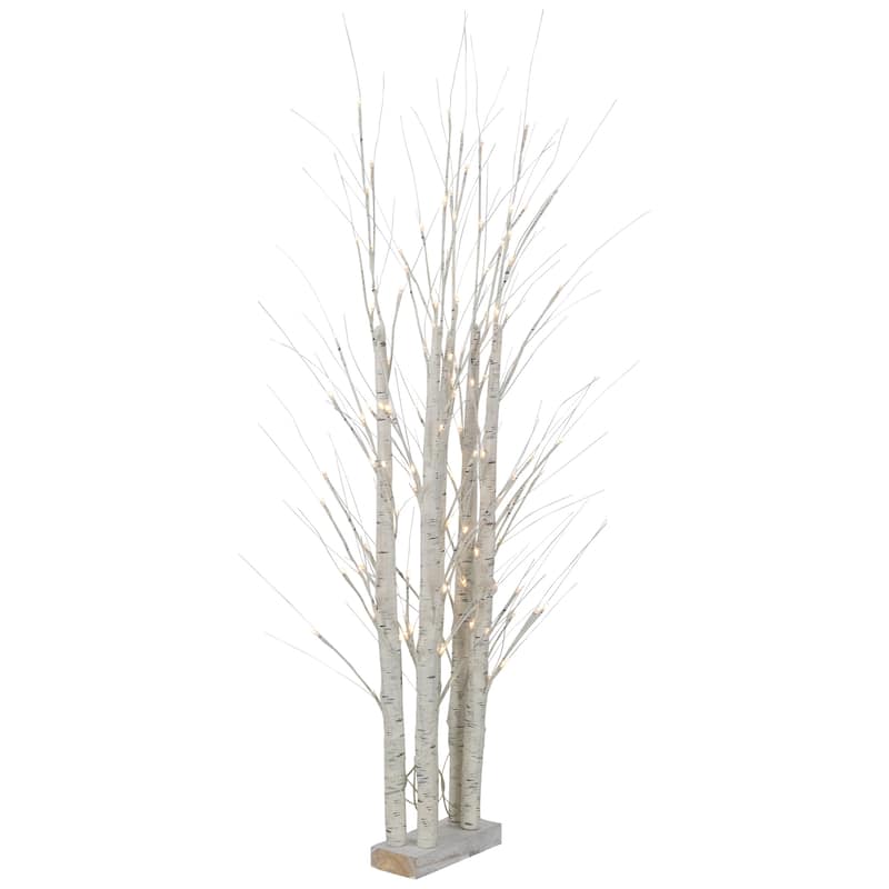 4' LED Lighted White Birch Twig Tree Cluster Christmas Decoration