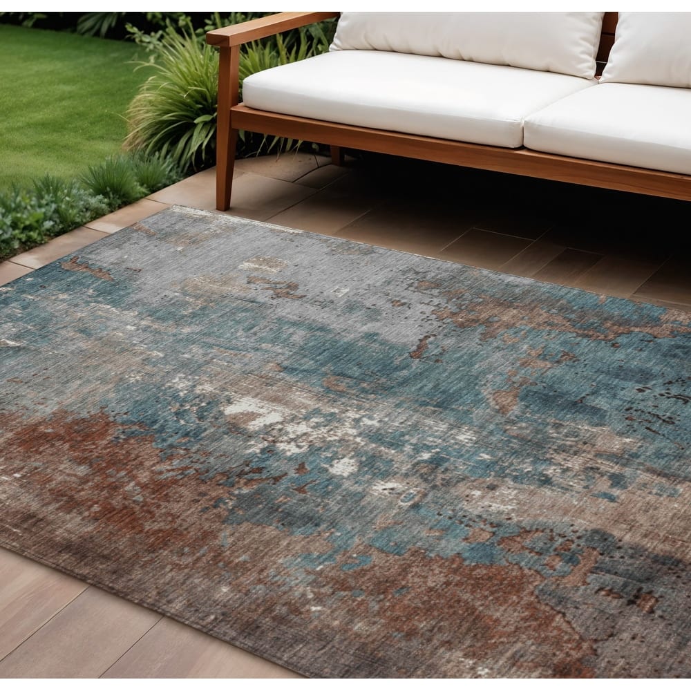 HomeRoots Abstract Transitional Rectangle Outdoor Rug