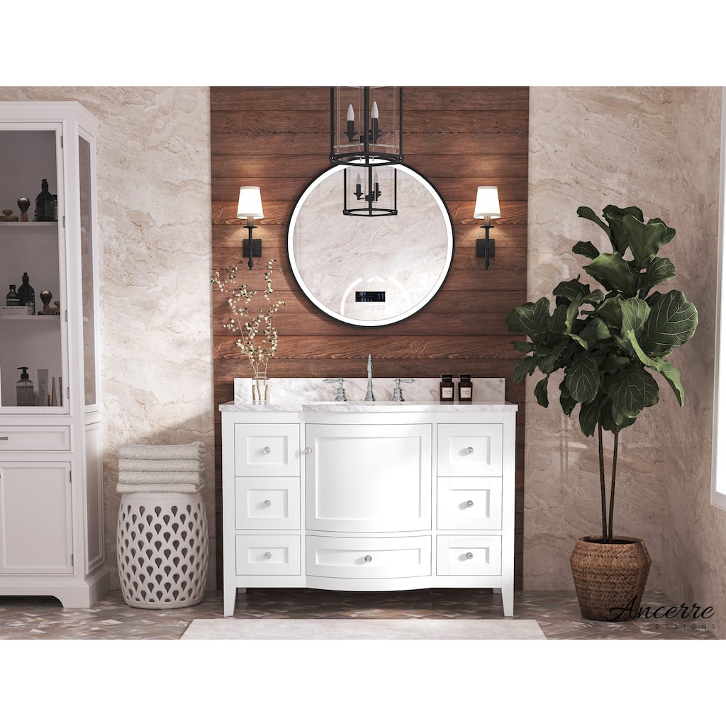 Ancerre Designs Lauren Vanity Set with Carrara White Marble Top