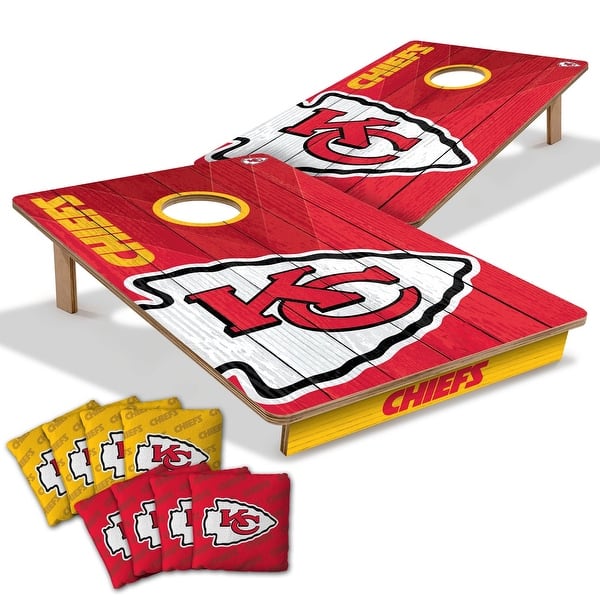 slide 2 of 7, Kansas City Chiefs NFL Tailgate Cornhole Board Set Include Carrying Case