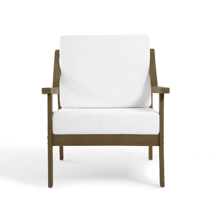 Set of 2 Outdoor Teak Wood Patio Chair with Cushion