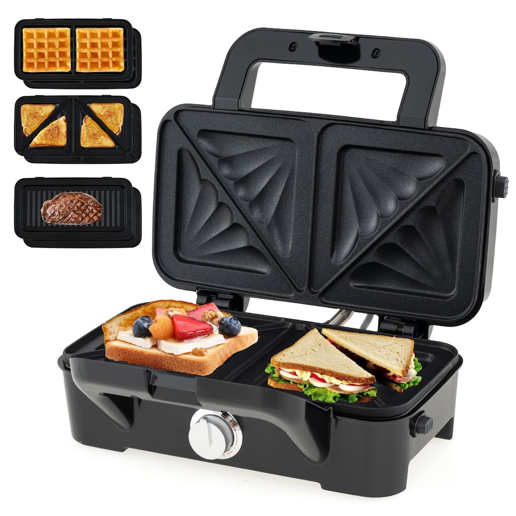 Costway 3 in 1 Waffle Iron Panini Press Grill and Sandwich Maker Set - See Details