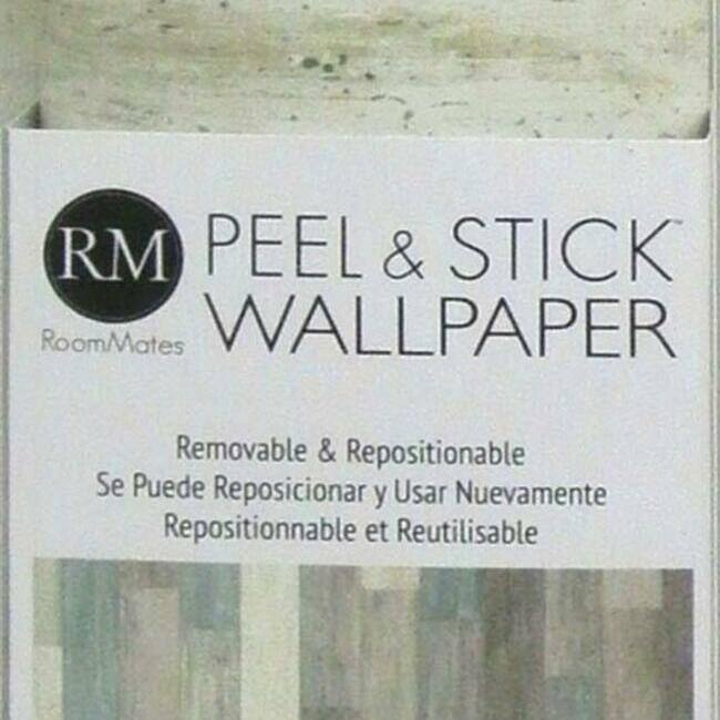 RoomMates Coastal Weathered Plank Peel and Stick Wallpaper Blue Bed