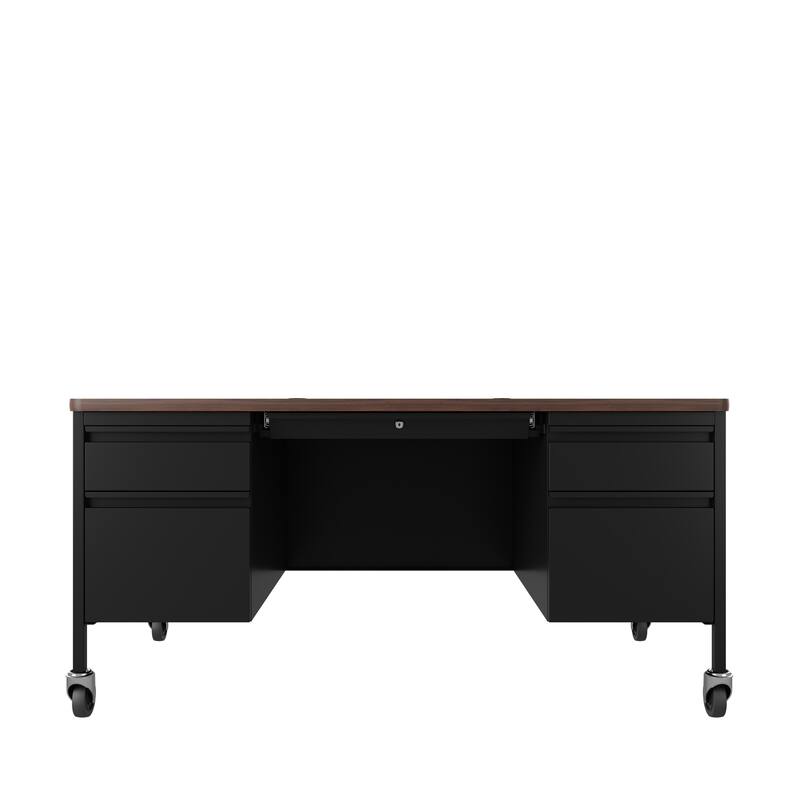 Hirsh Mobile Teacher's Desk 30" x 60" Double File Pedestal