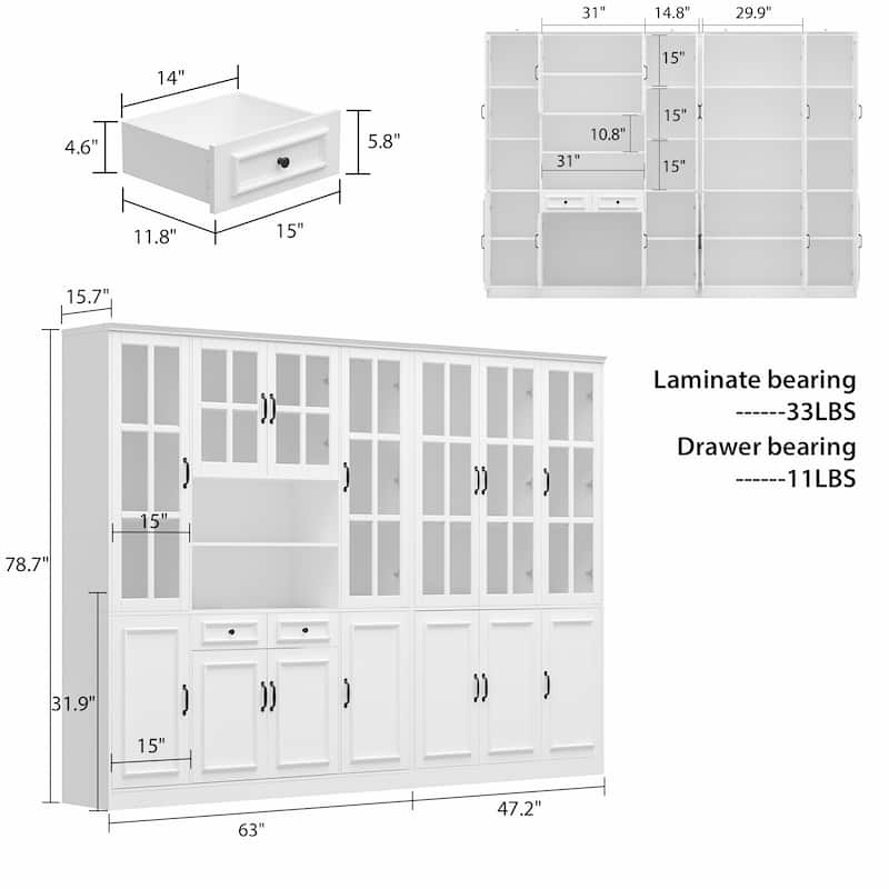 China Cabinet with Tempered Glass Doors Glass Door Storage Cabinet