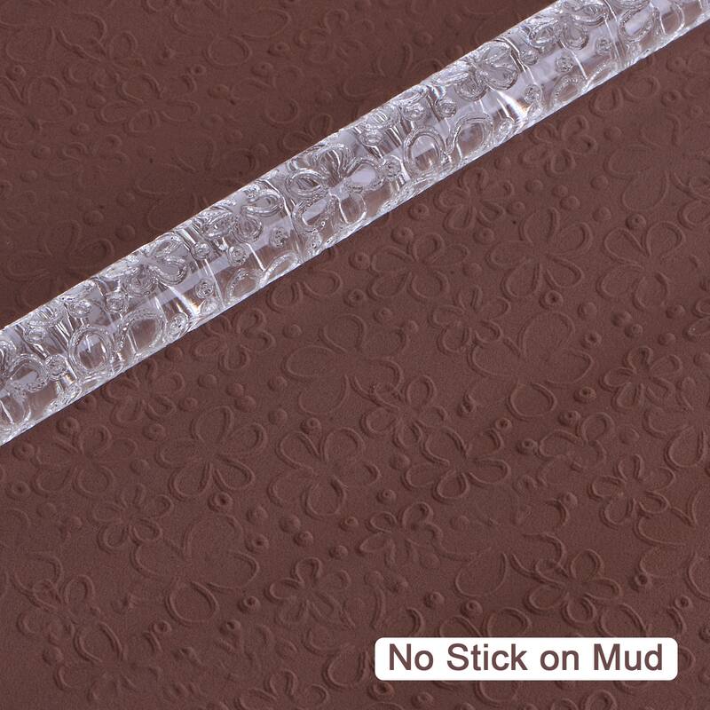 Acrylic Embossed Rolling Pin 16cm x 1cm Petal Pattern - Transparent